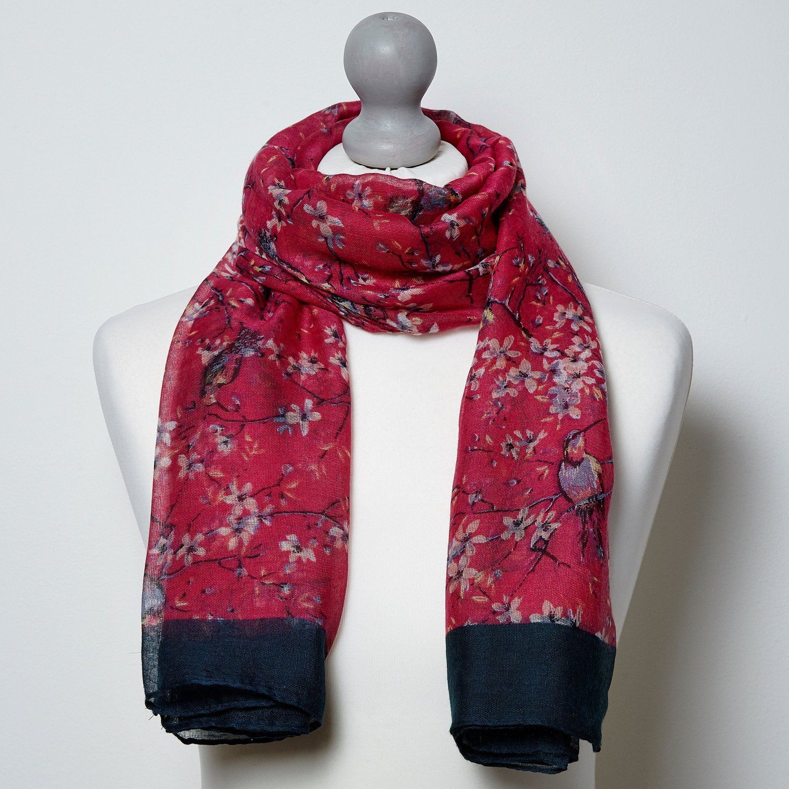 Persian Bird Scarf Raspberry