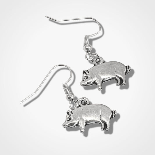 Pig Earrings Silver