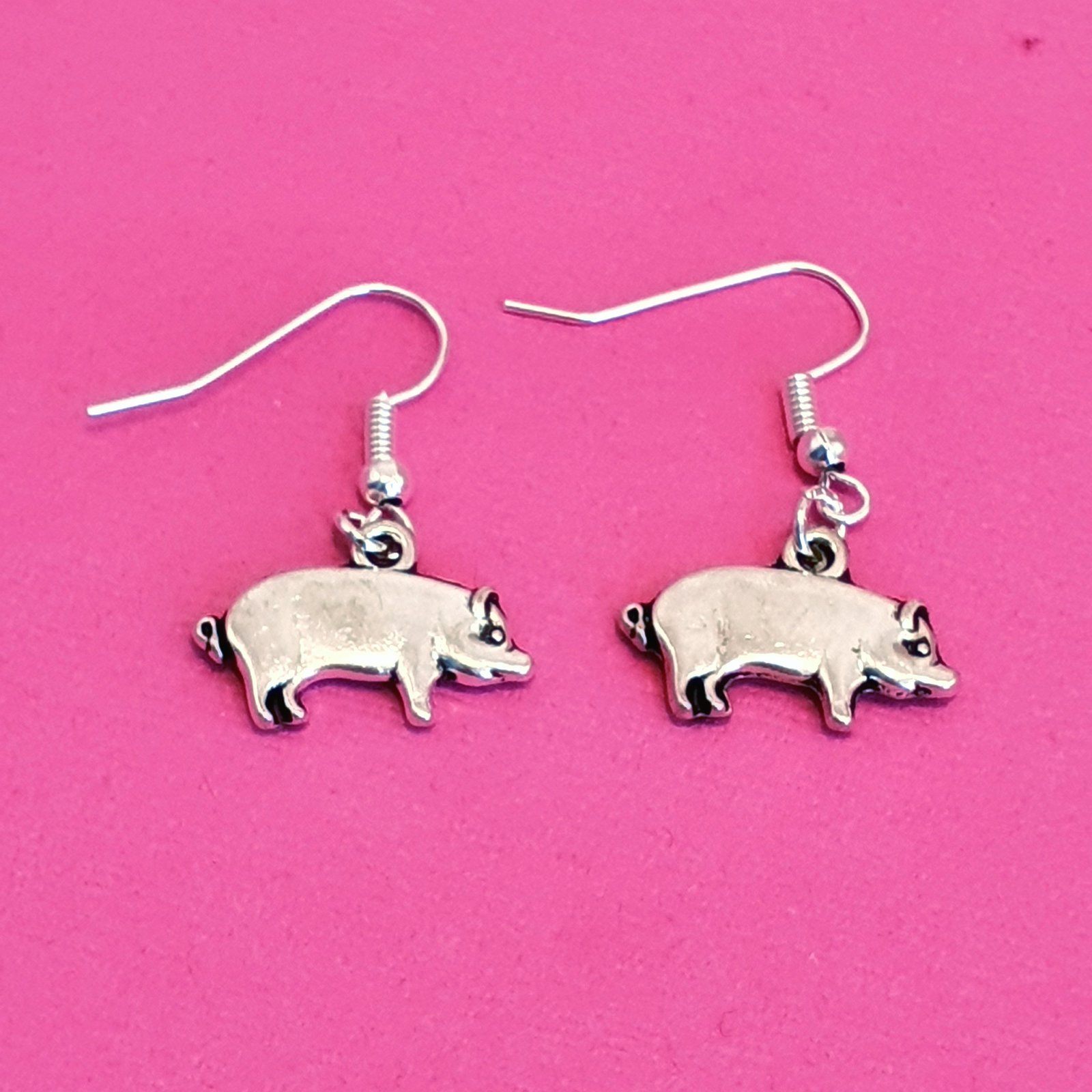 Pig Earrings Silver