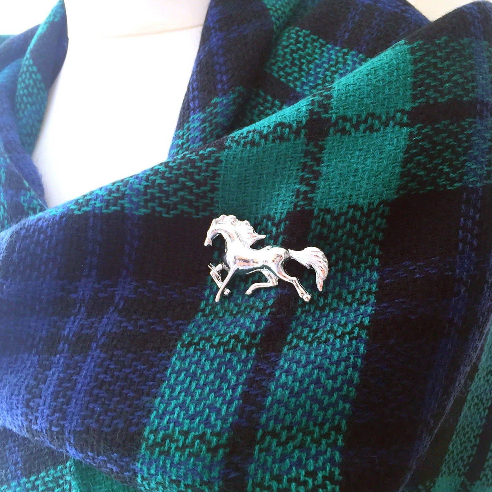Plaid Blanket Scarf Blue Green