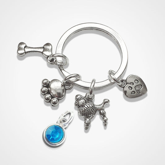 Poodle Charm Keyring Silver