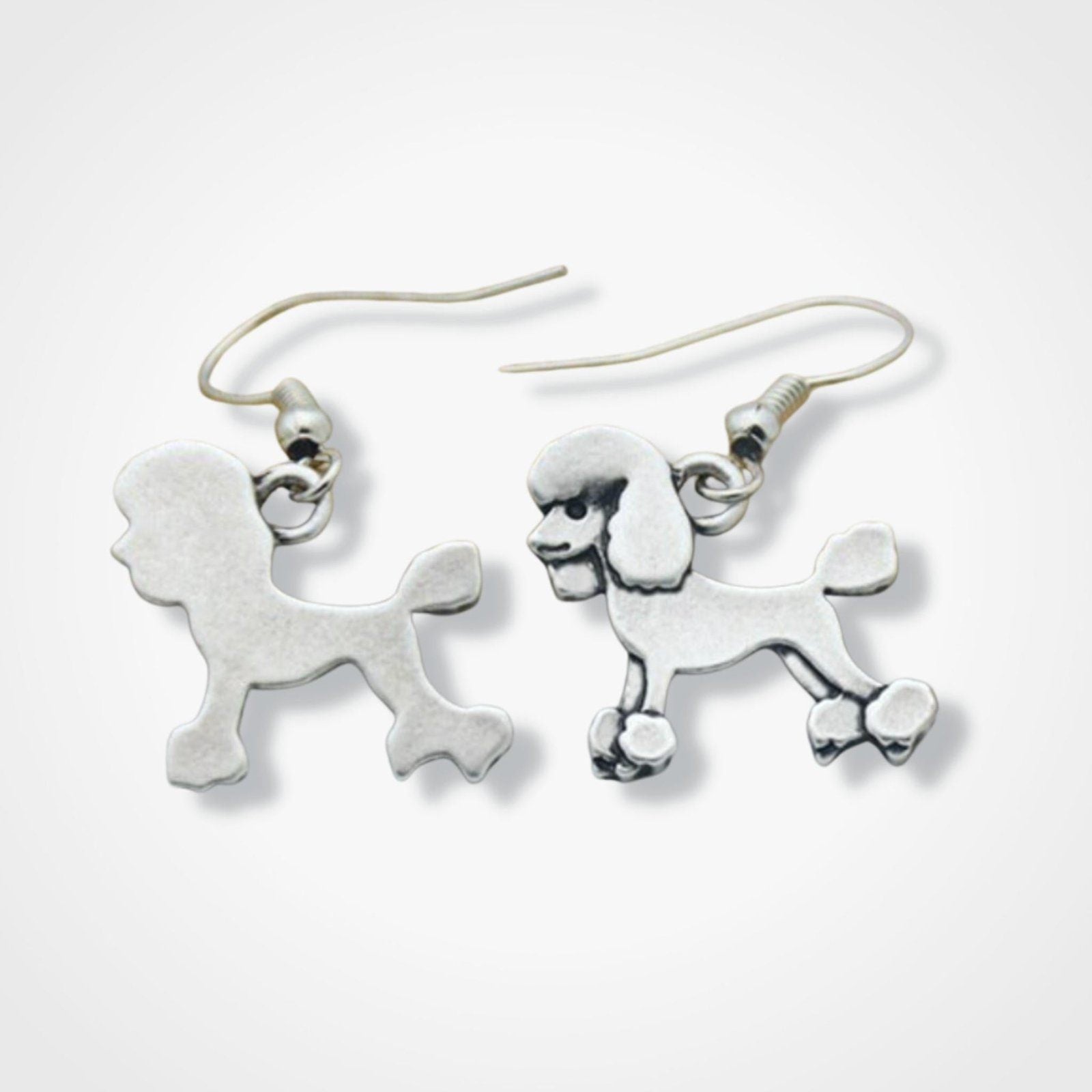 Poodle Novelty Earrings Silver