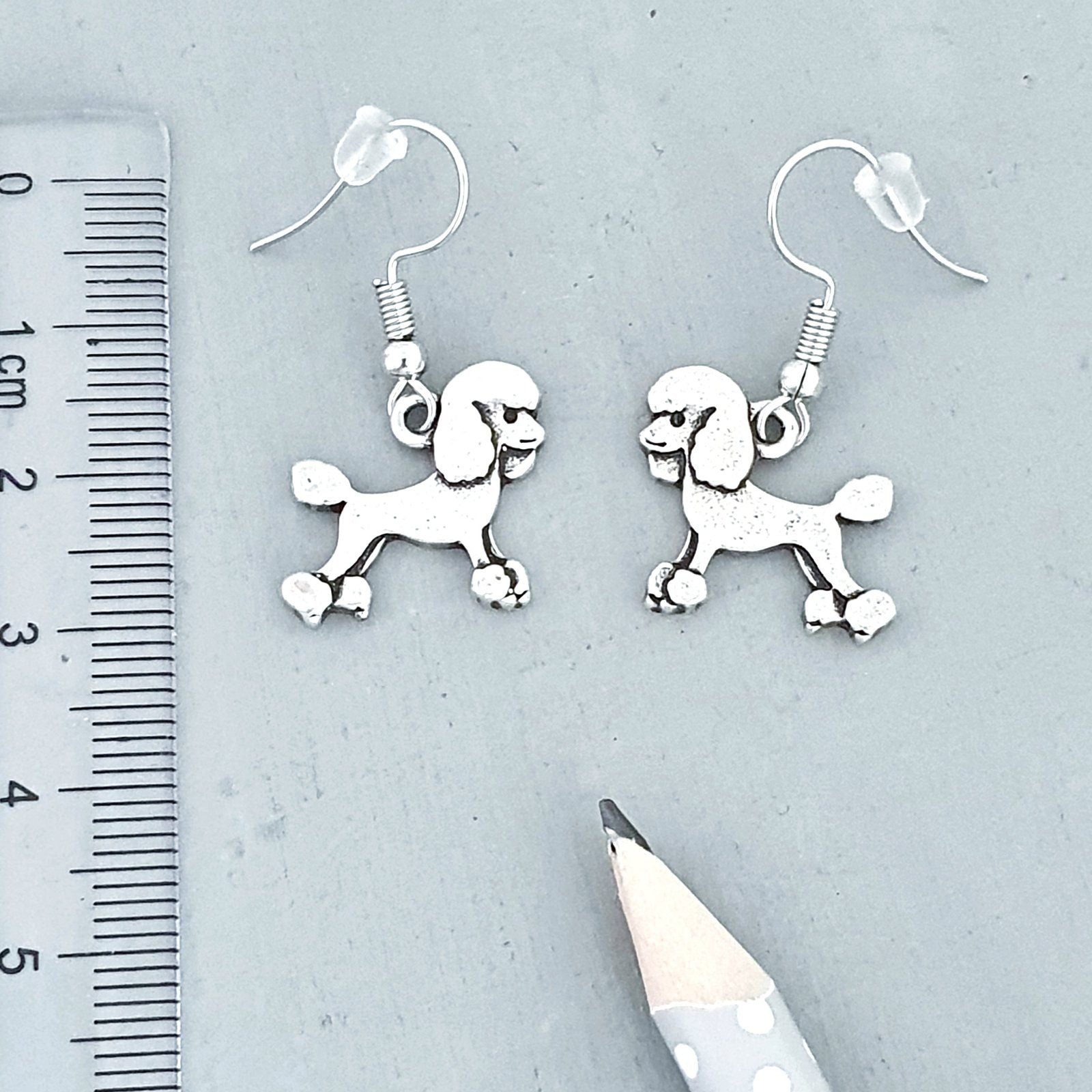 Poodle Novelty Earrings Silver