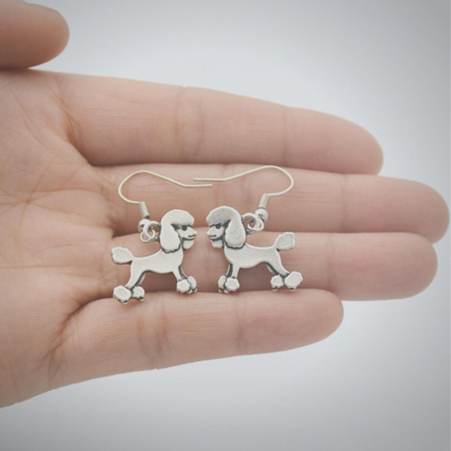 Poodle Novelty Earrings Silver