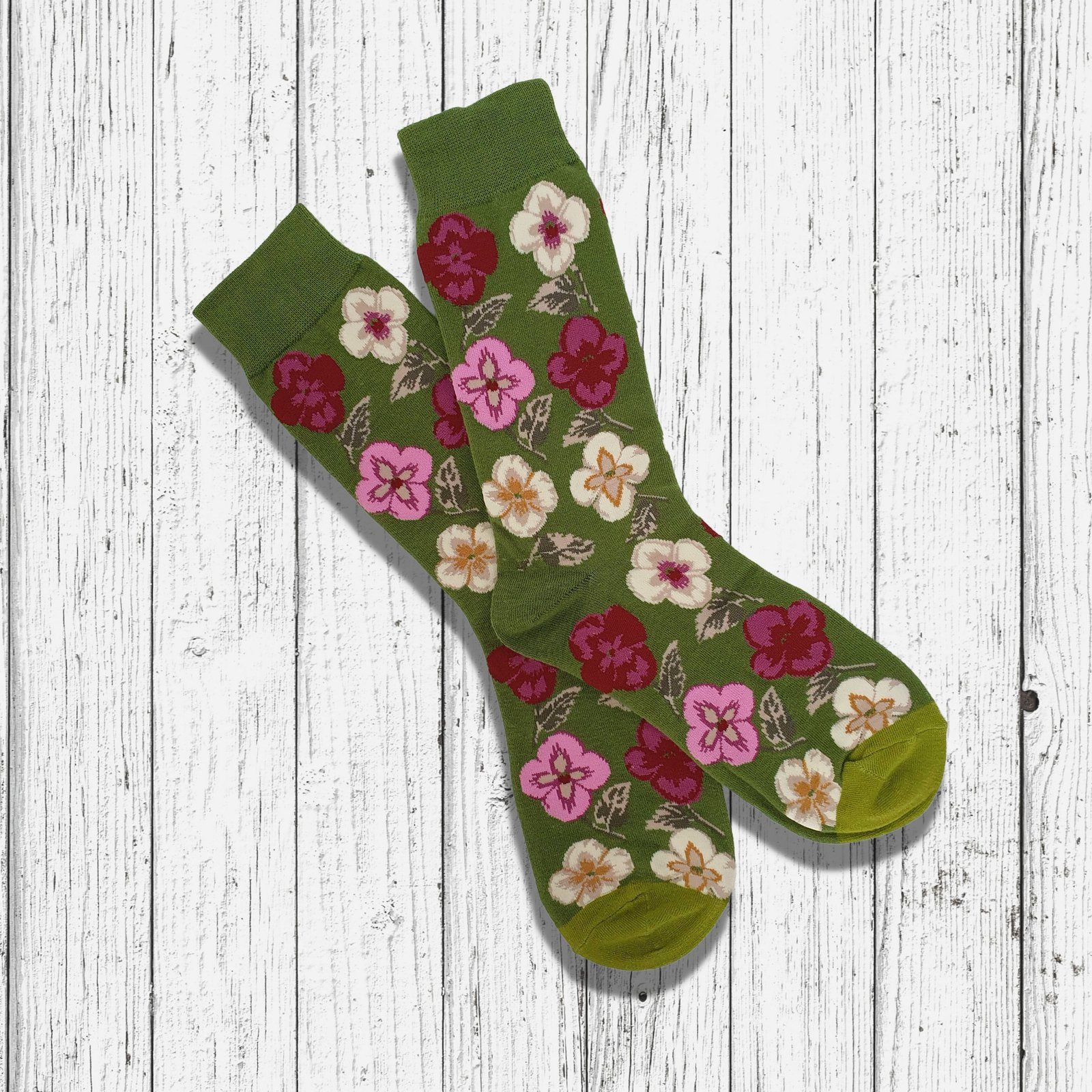 Primrose Flower Socks Green