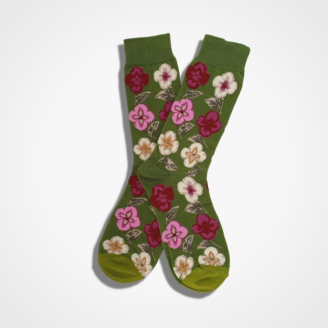 Primrose Flower Socks Green