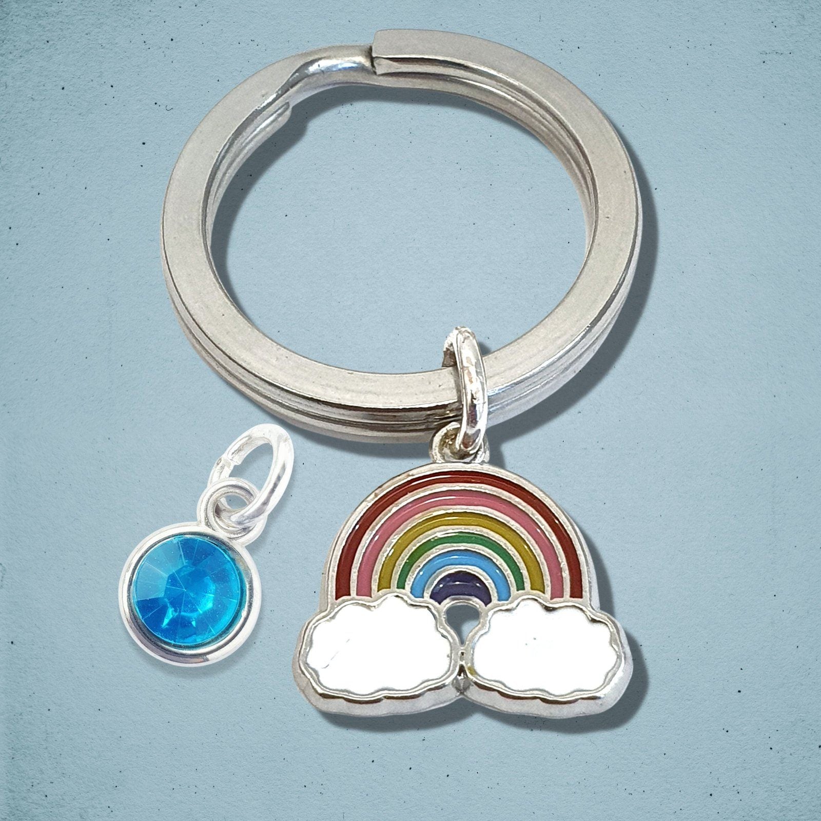 Rainbow Charm Keyring Silver
