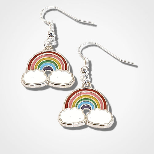 Rainbow Earrings Silver Enamel