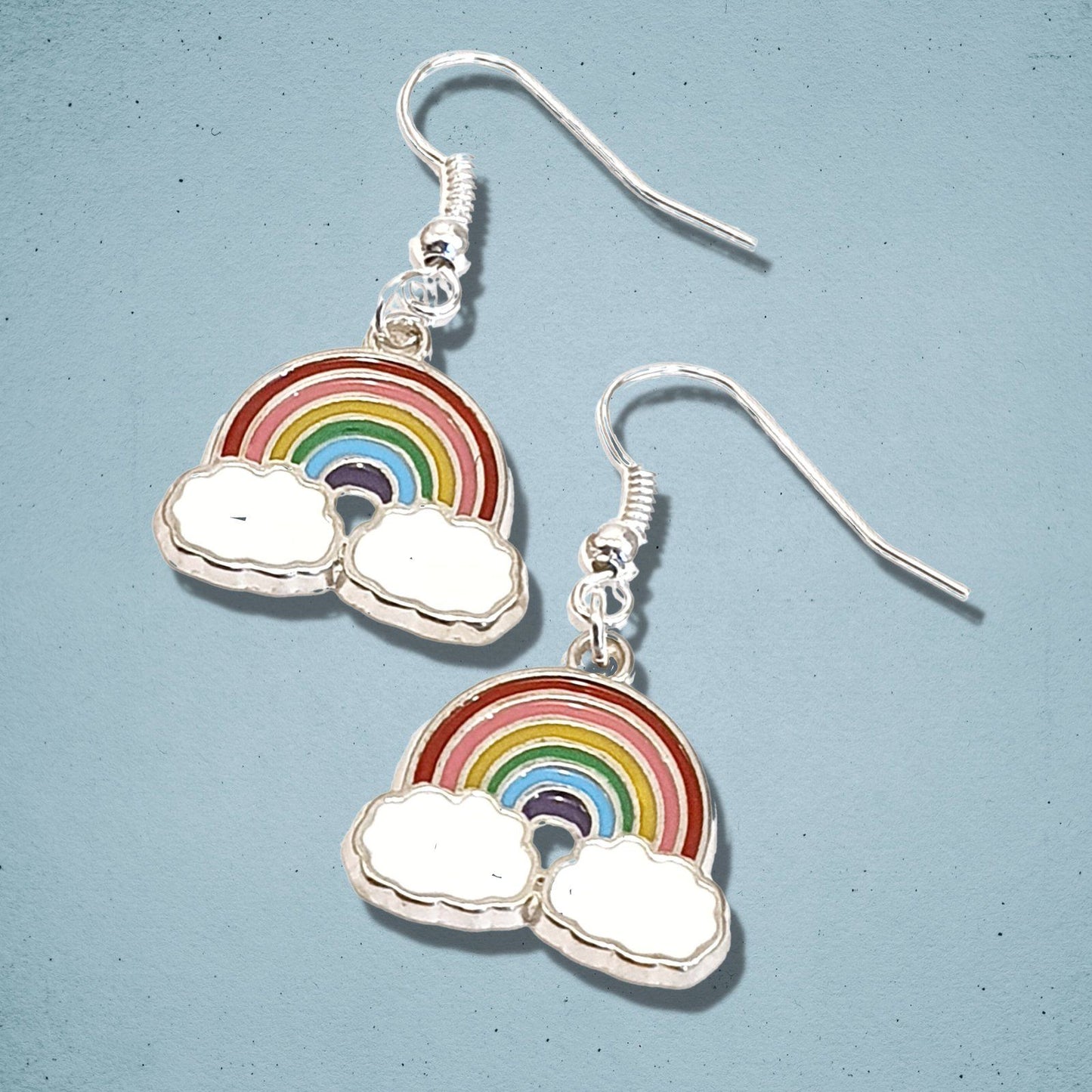 Rainbow Earrings Silver Enamel