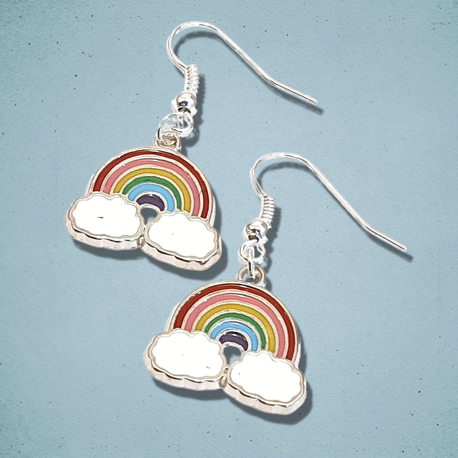 Rainbow Earrings Silver Enamel