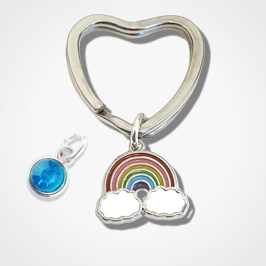 Rainbow Keyring Silver Enamel
