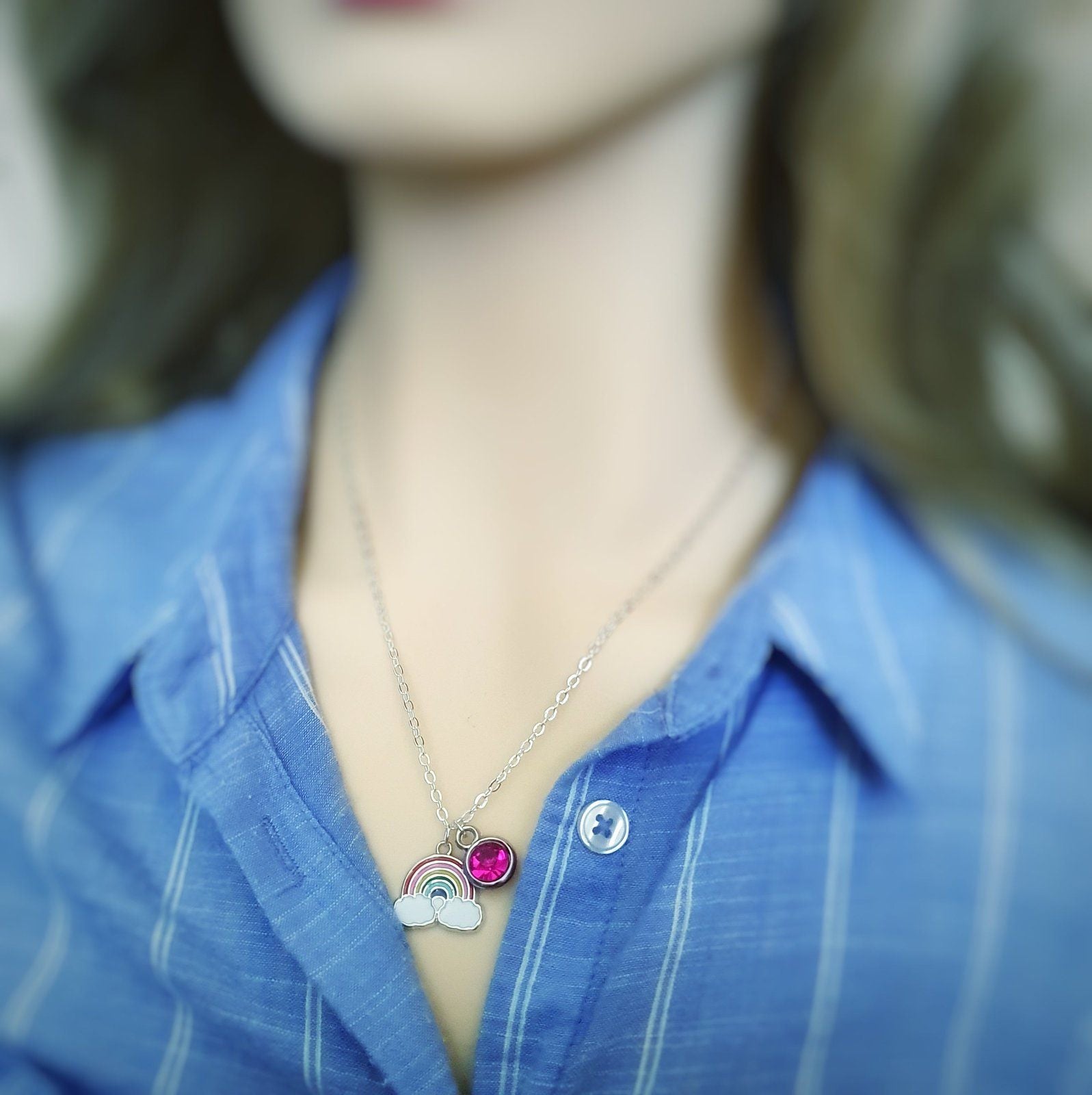 Rainbow Necklace Silver