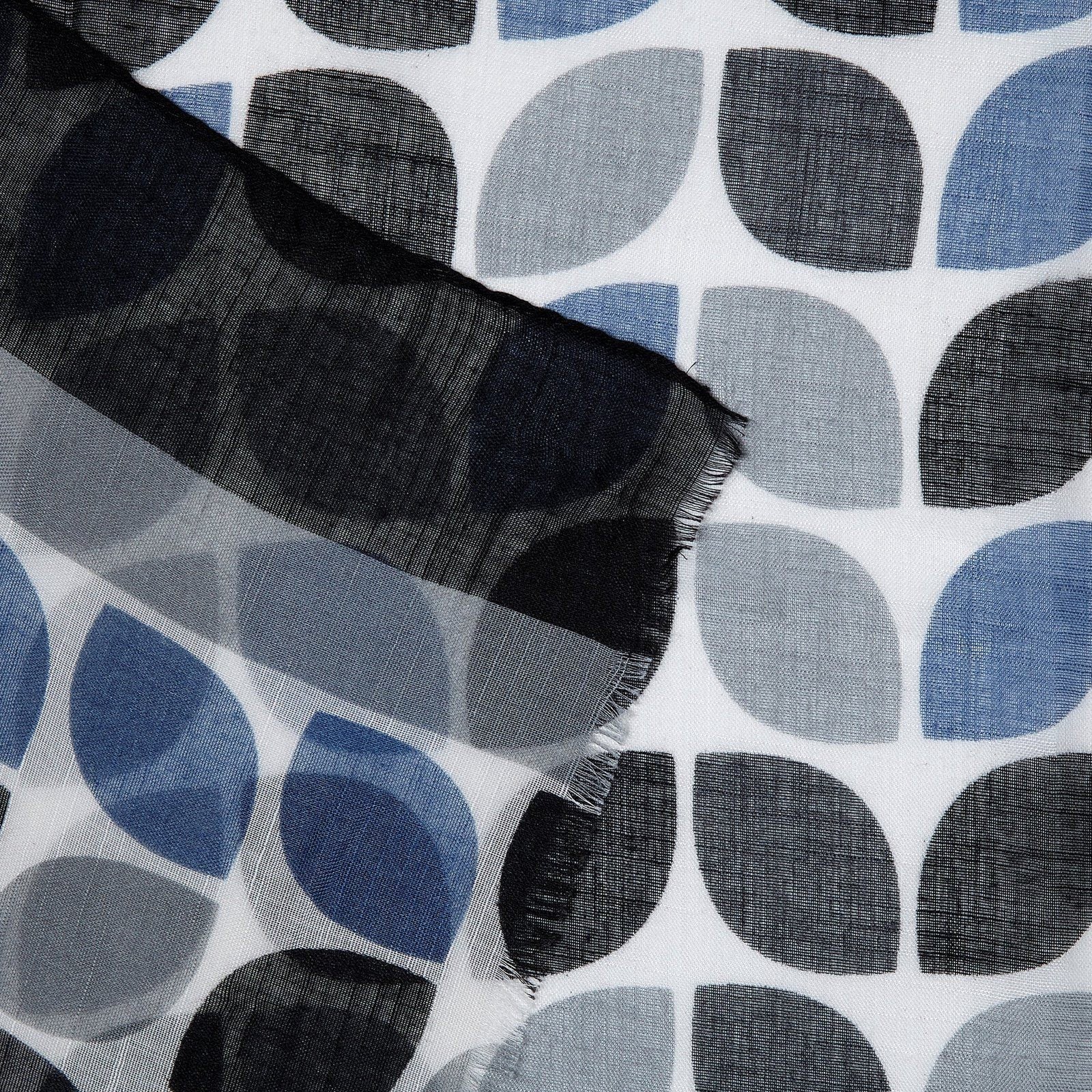 Retro Leaf Print Scarf Blue