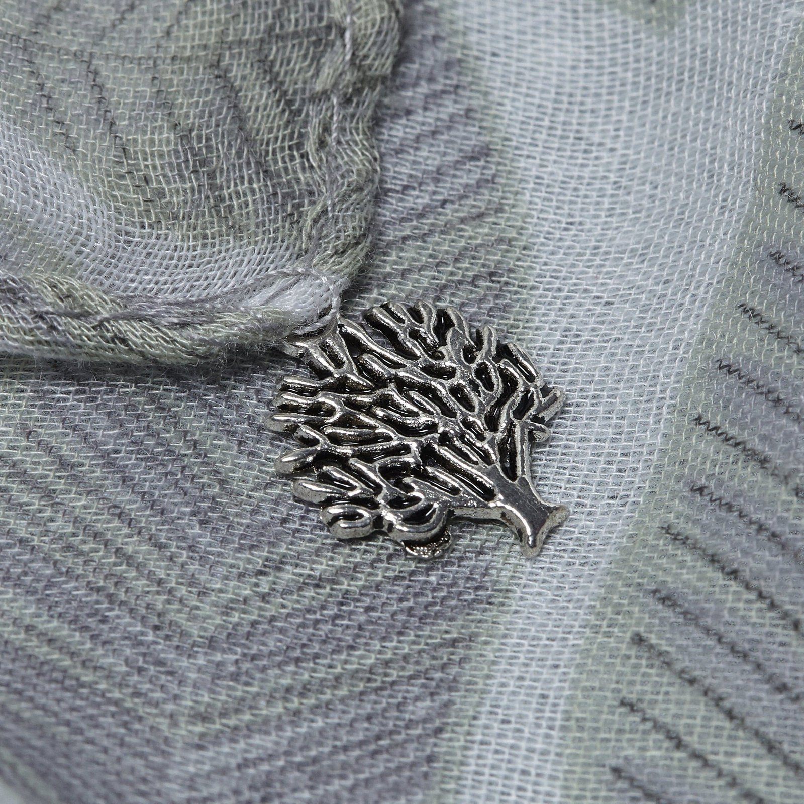 Retro Leaf Print Scarf Blue