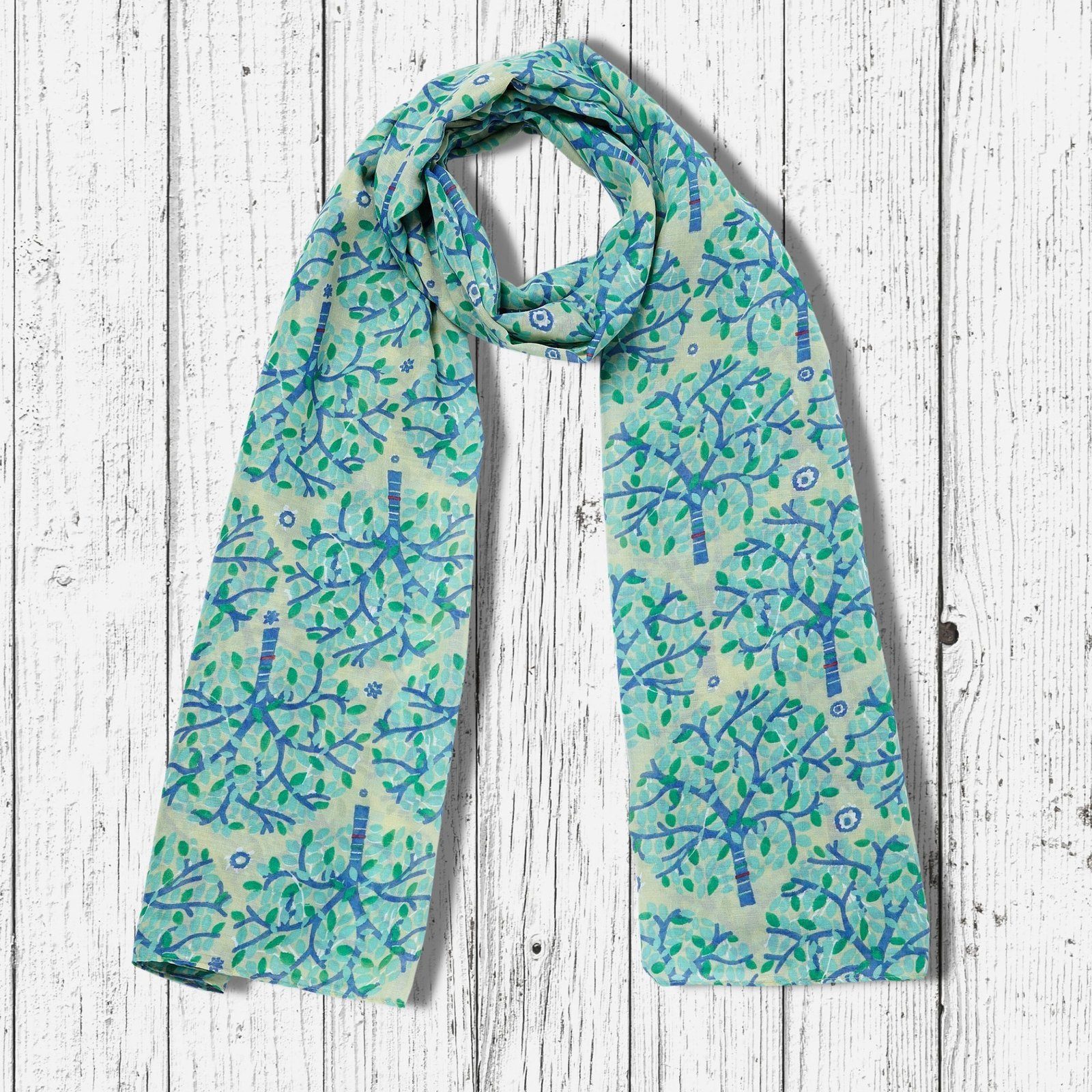 Ribbon Tree Scarf Green