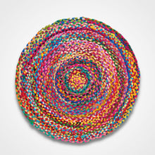 Load image into Gallery viewer, Round Multi Colour Cotton Chindi Braided Rug 120cm
