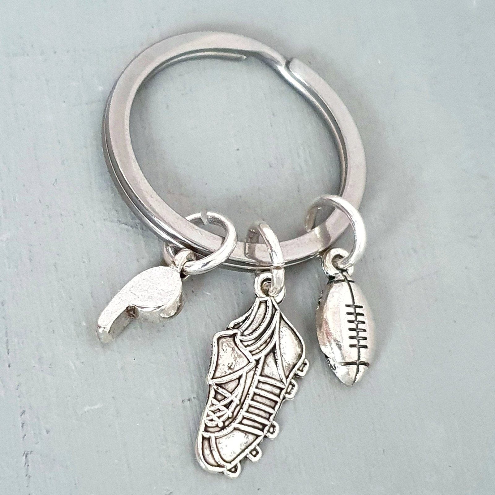Rugby Player Keyring Silver