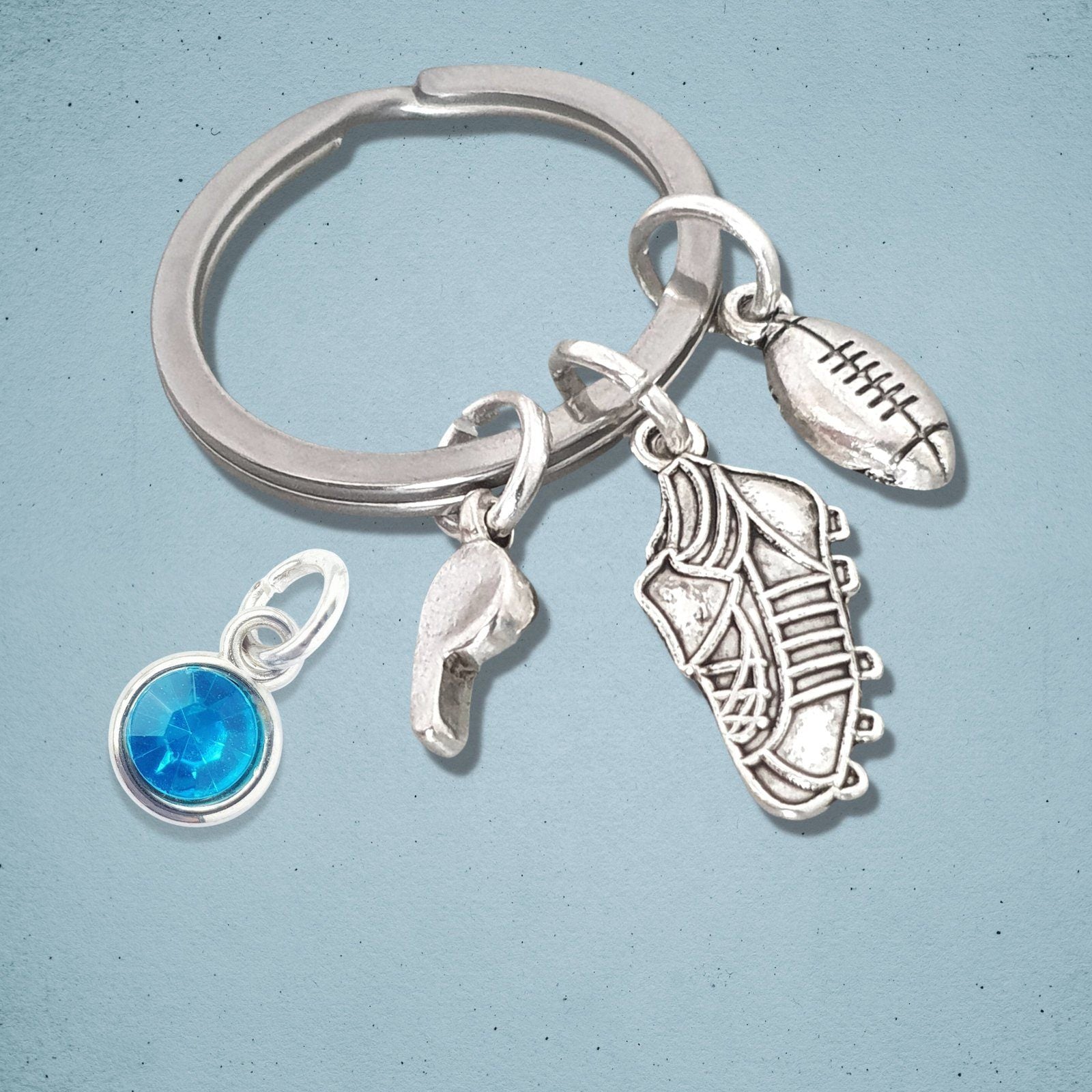 Rugby Player Keyring Silver