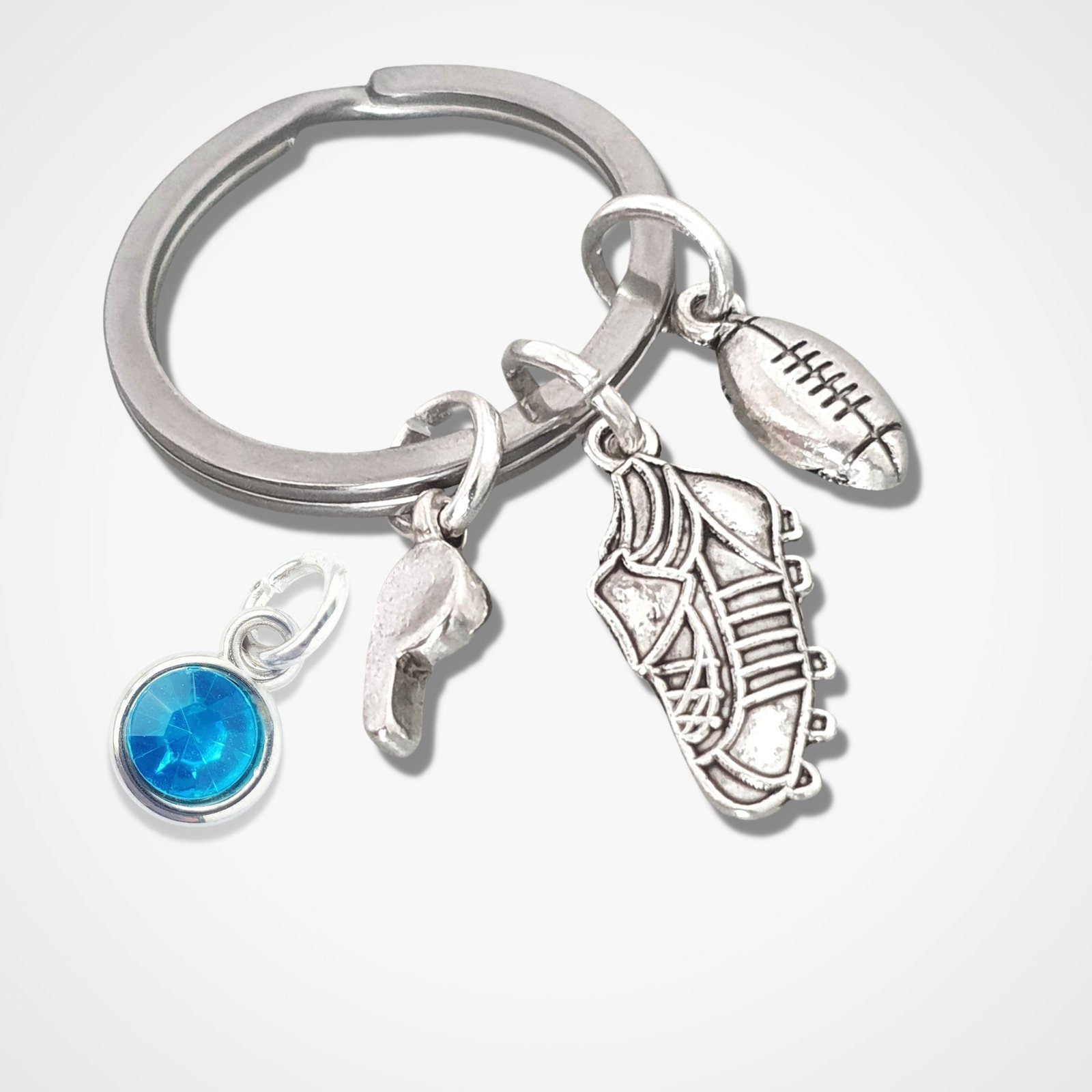Rugby Player Keyring Silver