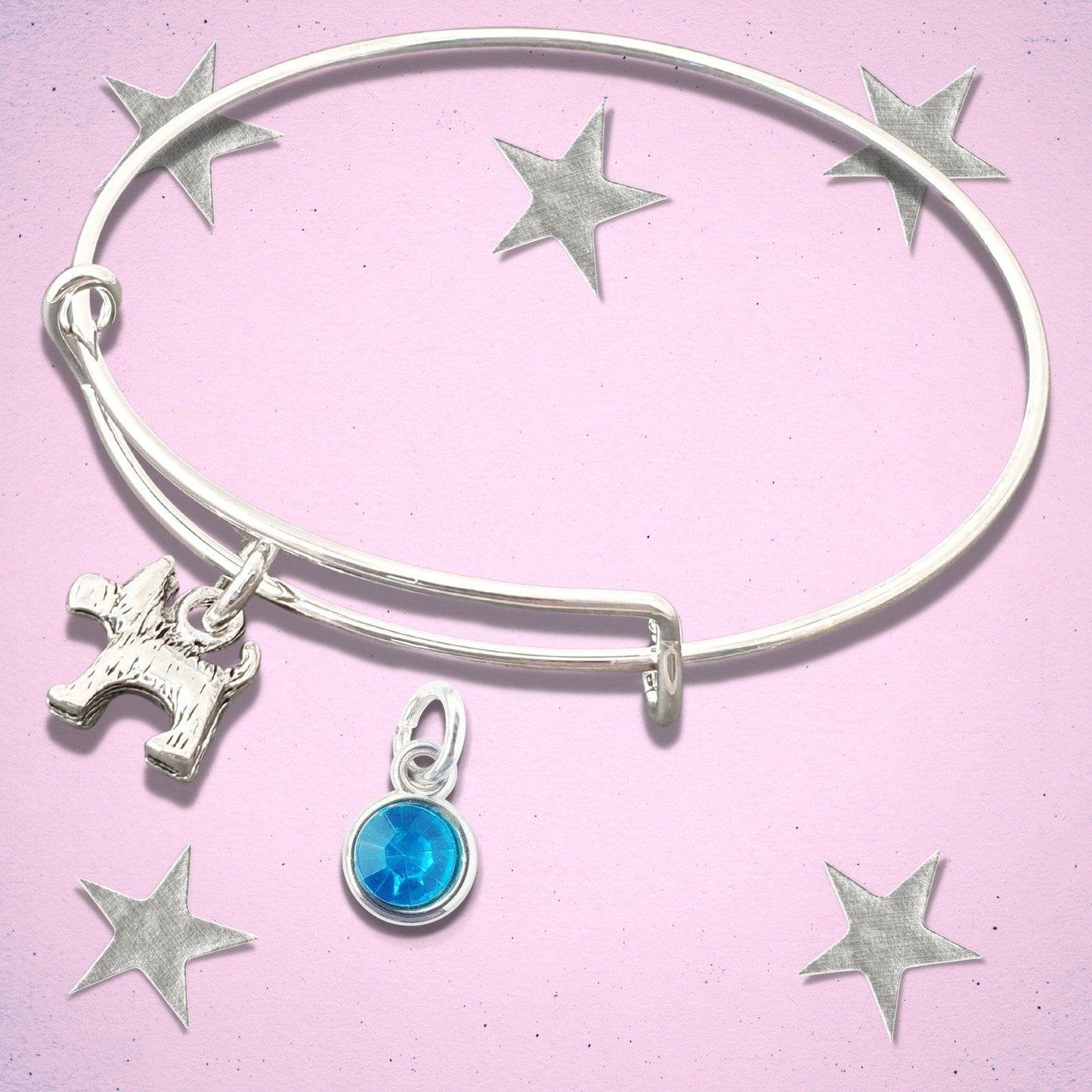 Scotty Dog Charm Bangle Silver