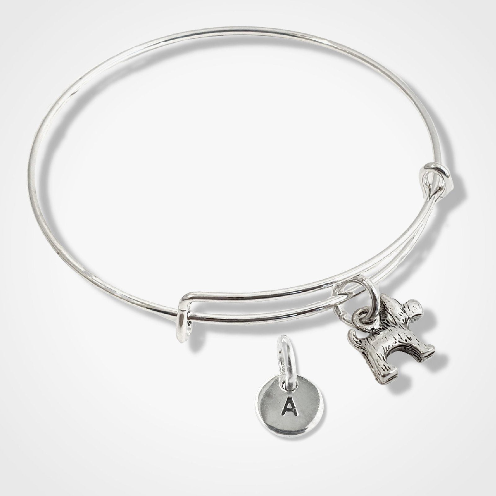 Scotty Dog Charm Bangle Silver