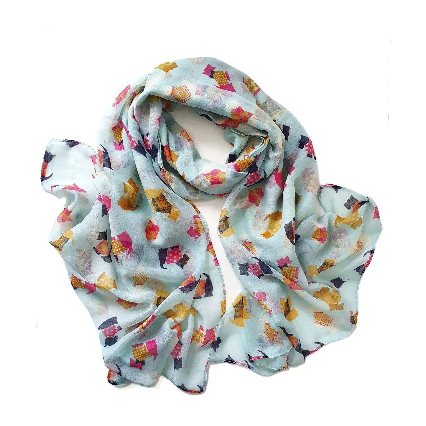 Scotty Dog Scarf Aqua