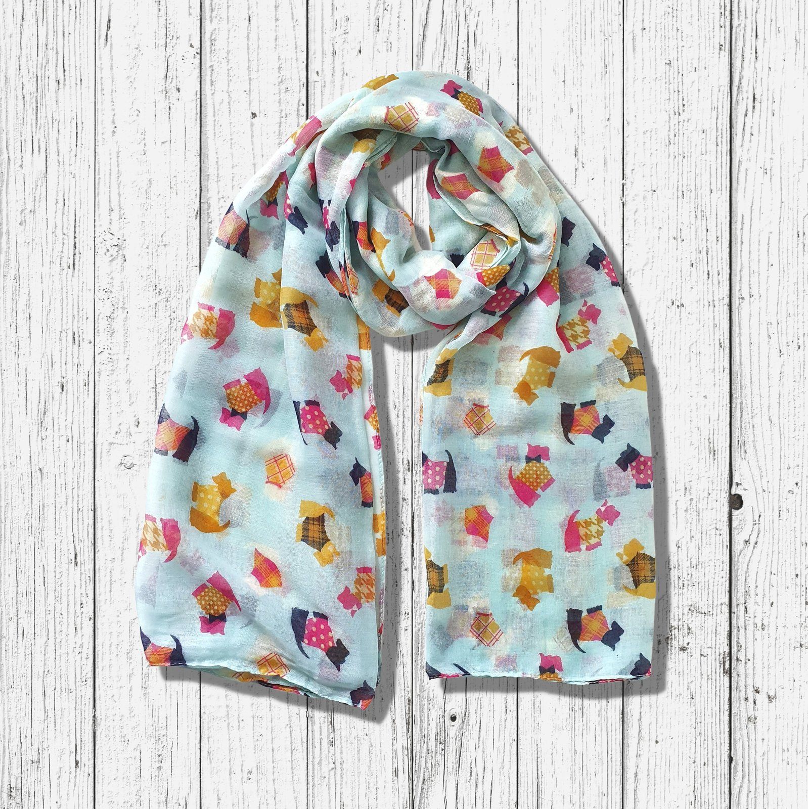 Scotty Dog Scarf Aqua