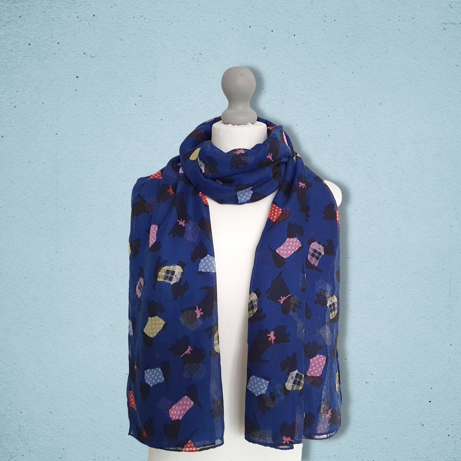 Scotty Dog Scarf Blue