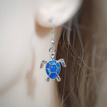 Load image into Gallery viewer, Sea Turtle Earrings Silver Opal
