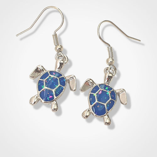 Sea Turtle Earrings Silver Opal