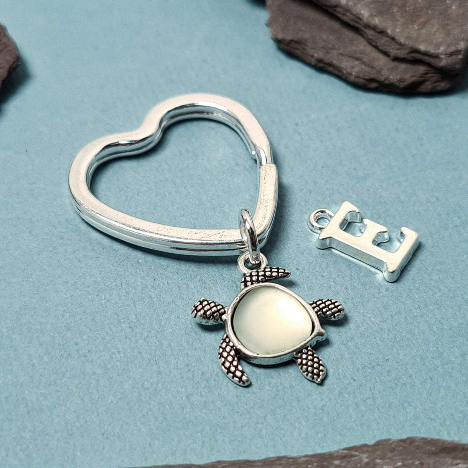 Seaglass Sea Turtle Keyring Eau Nil