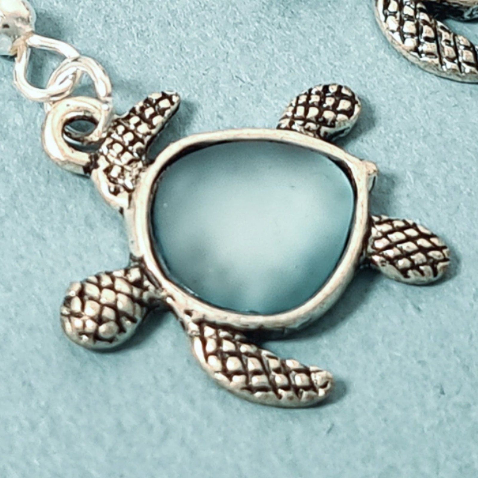 Seaglass Turtle Earrings Silver