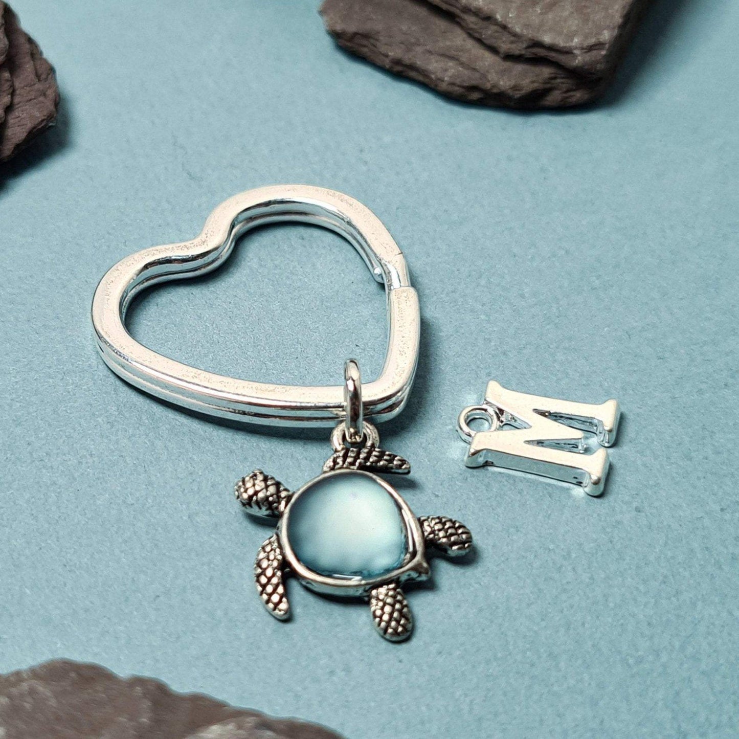Seaglass Turtle Keyring Blue
