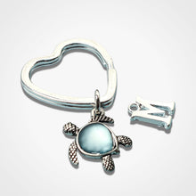Load image into Gallery viewer, Seaglass Turtle Keyring Blue
