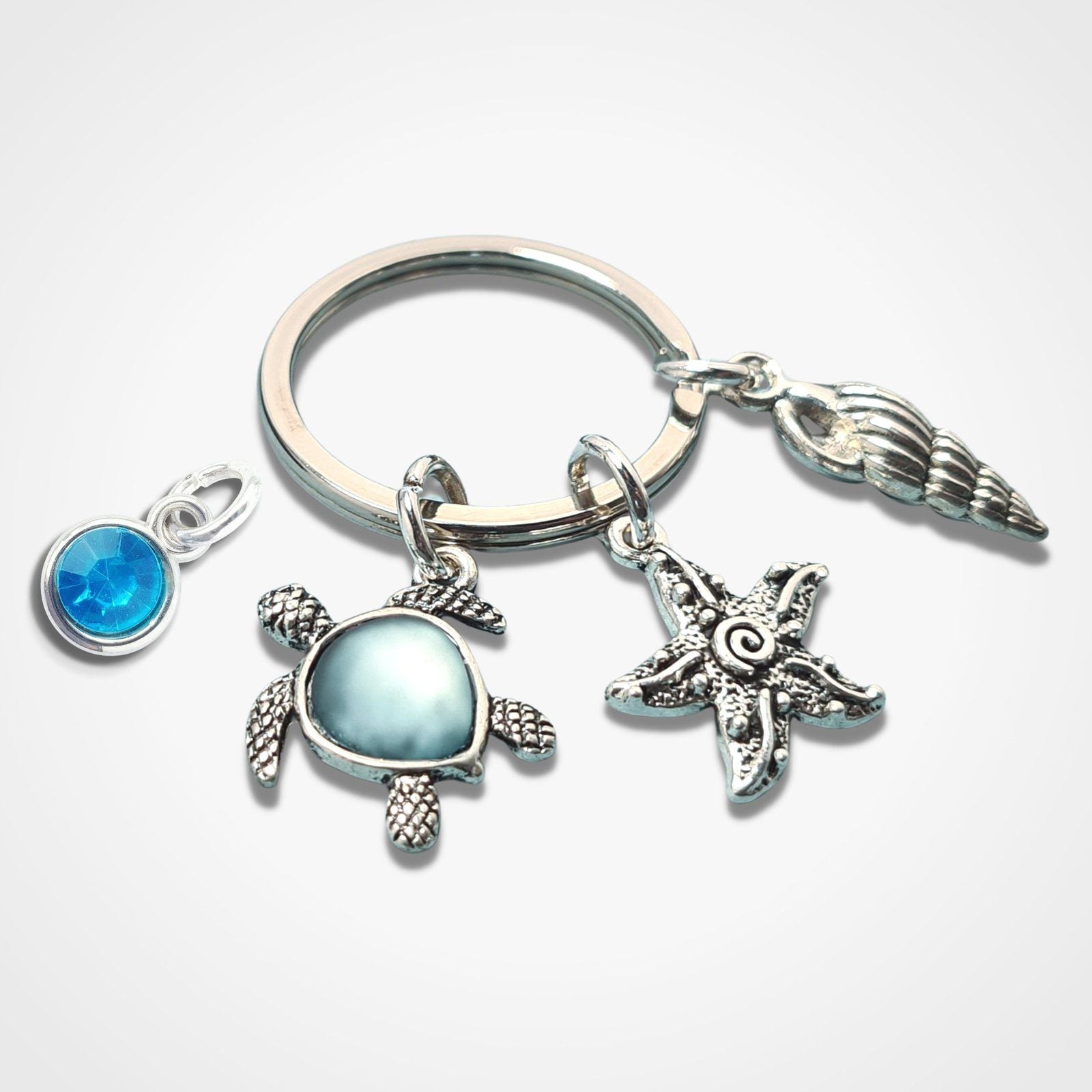 Seaglass Turtle Keyring Blue