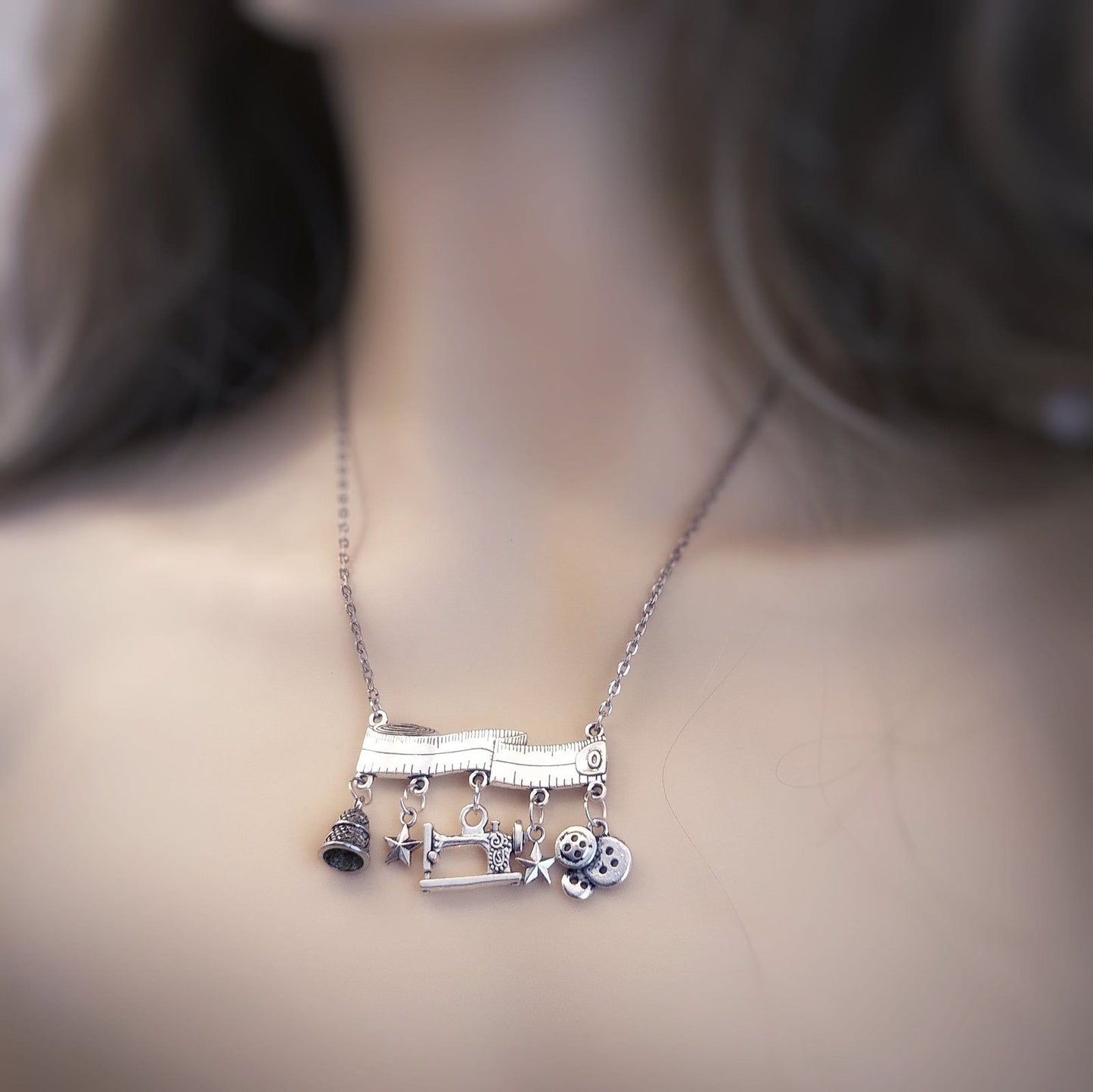 Seamstress Necklace Silver