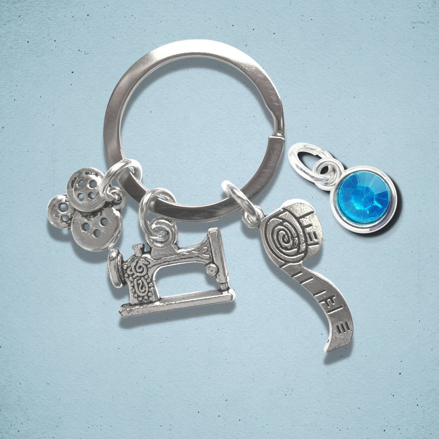 Sewing Charm Keyring Silver
