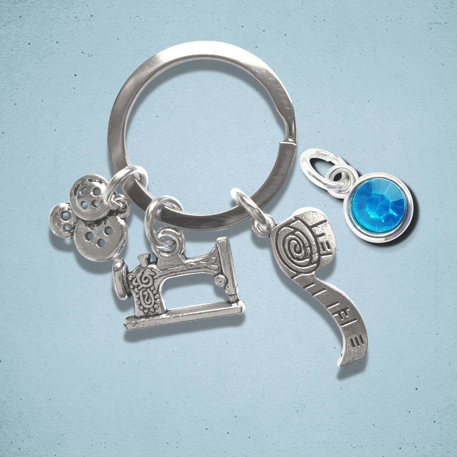 Sewing Charm Keyring Silver