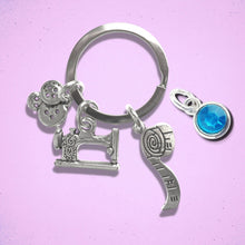 Load image into Gallery viewer, Sewing Charm Keyring Silver
