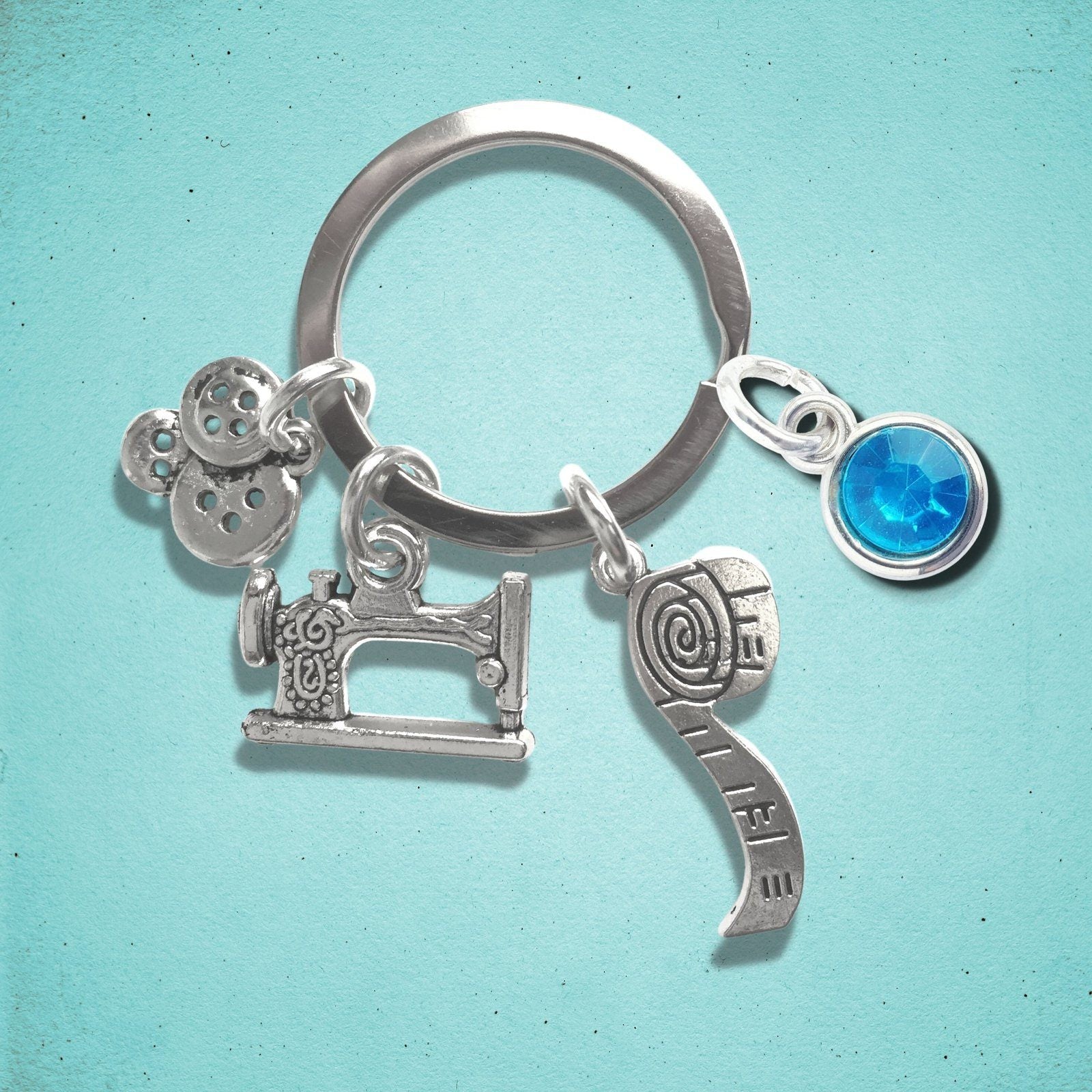 Sewing Charm Keyring Silver