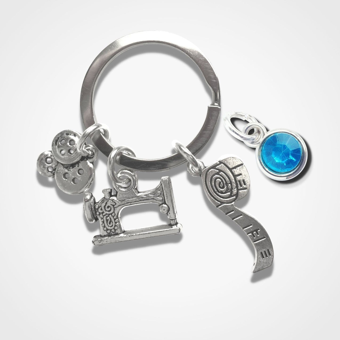 Sewing Charm Keyring Silver