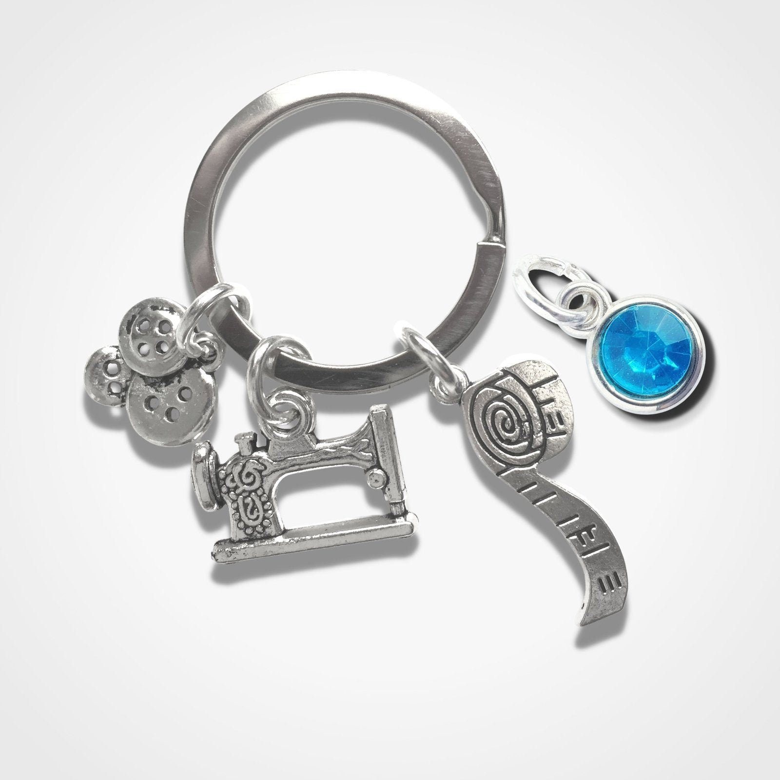 Sewing Charm Keyring Silver