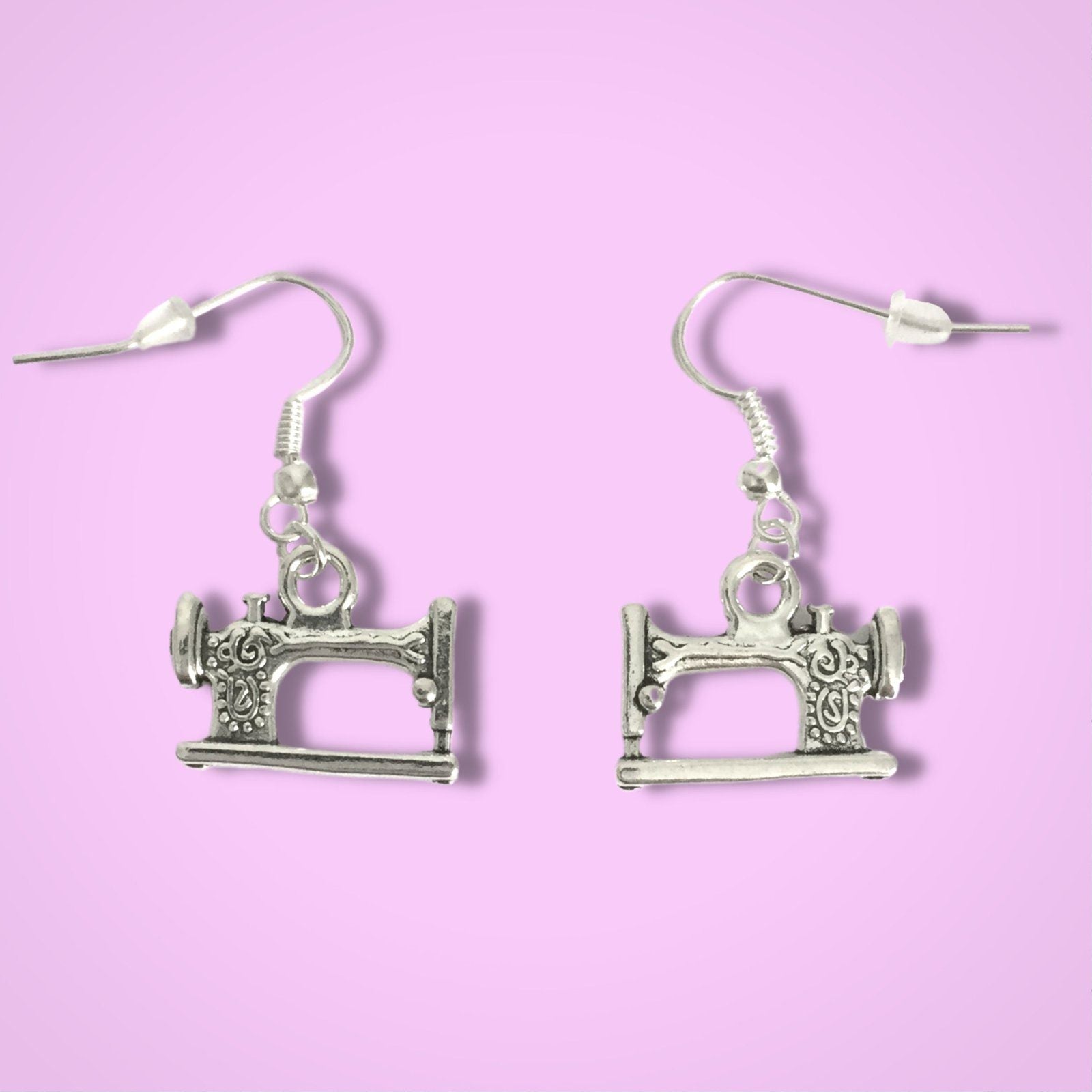 Sewing Machine Earrings Silver