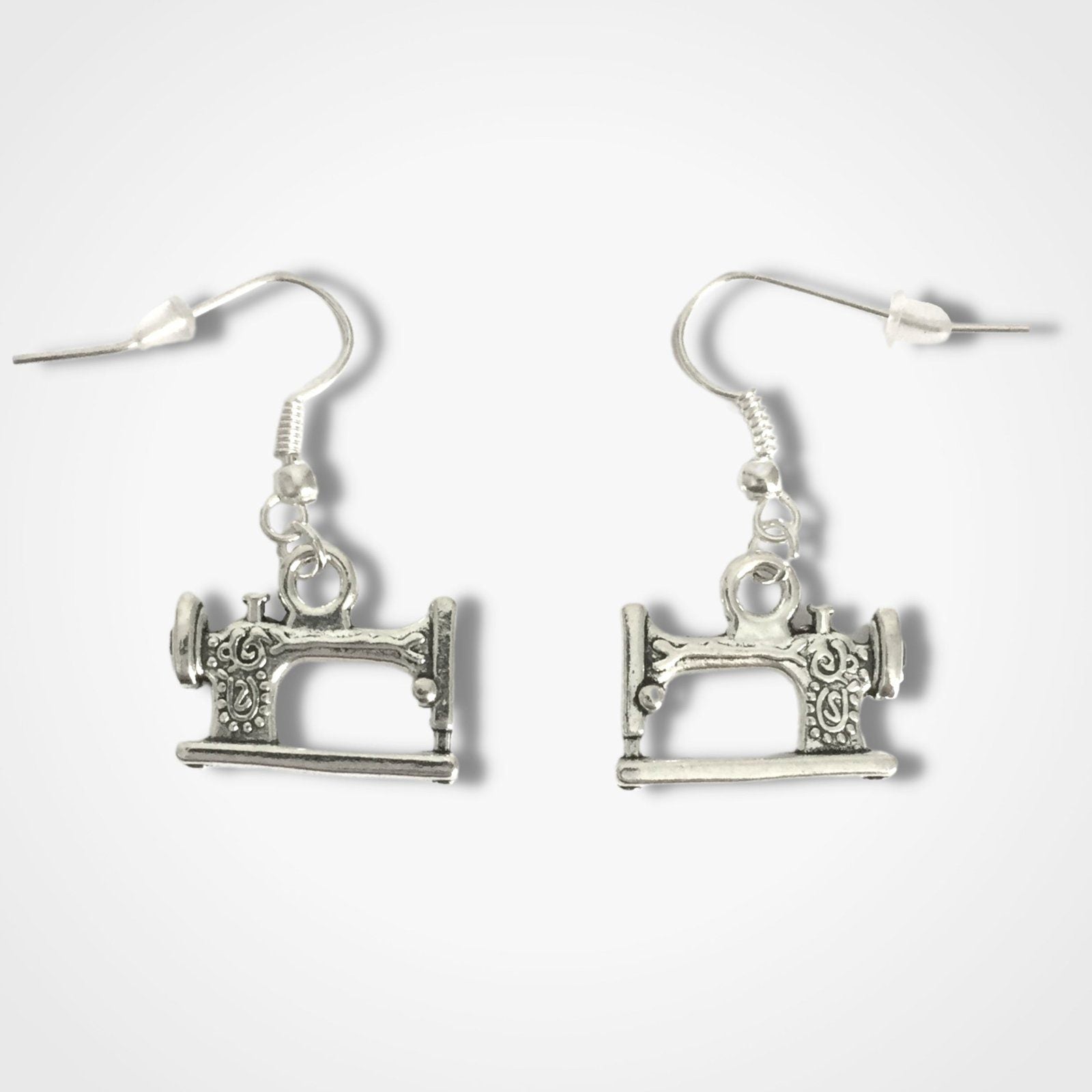 Sewing Machine Earrings Silver