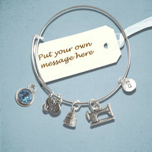 Load image into Gallery viewer, Sewing Theme Charm Bangle Silver
