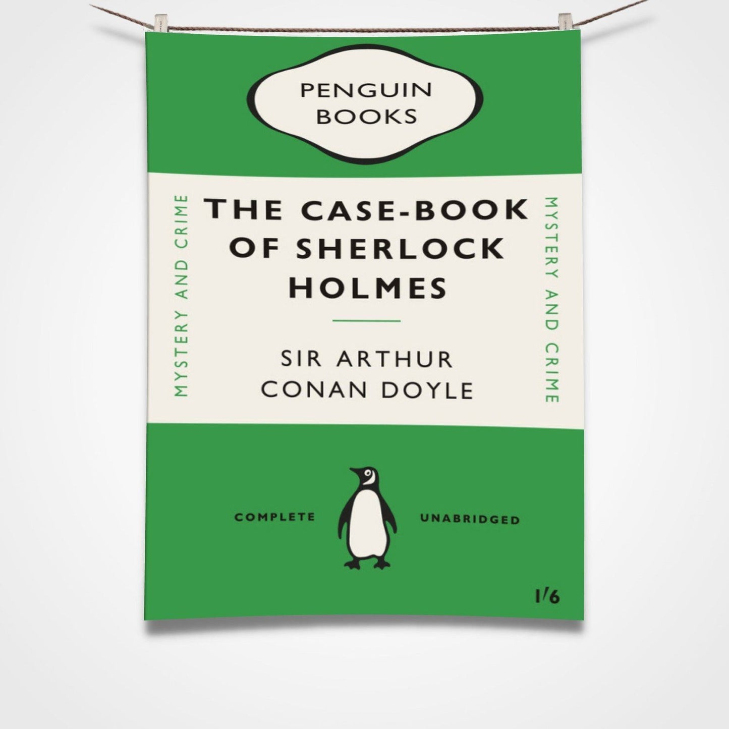 Sherlock Holmes Tea Towel Green