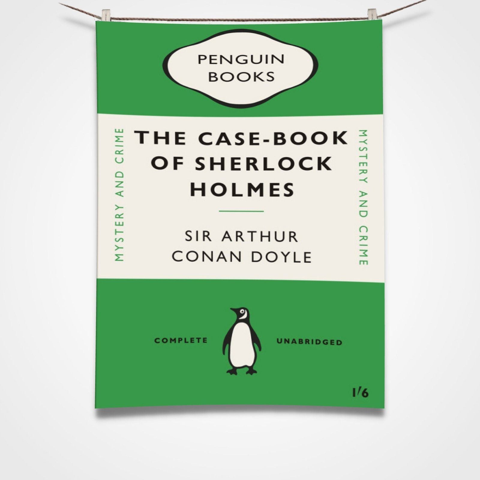 Sherlock Holmes Tea Towel Green