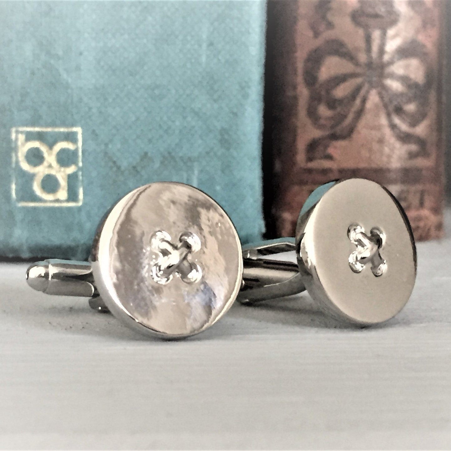 Shirt Button Cufflinks Silver