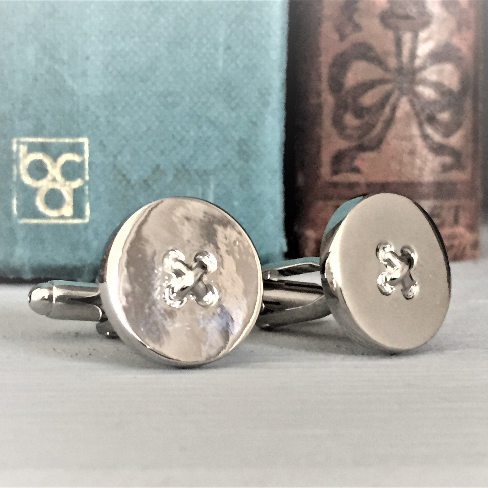 Shirt Button Cufflinks Silver