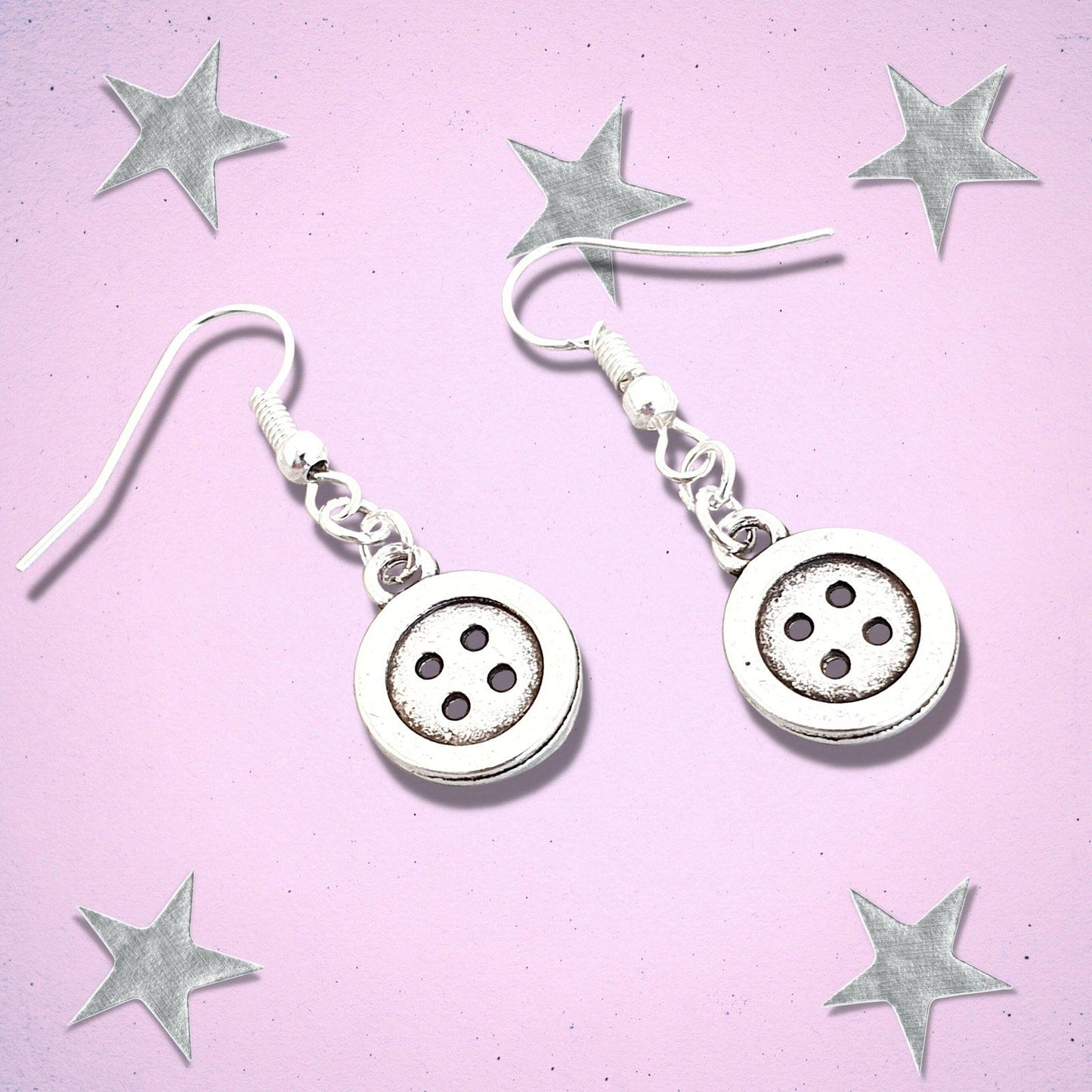 Shirt Button Earrings Silver